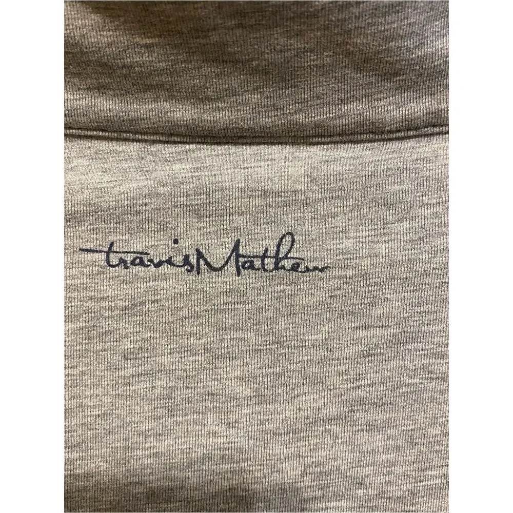 Travis Mathew Gray Half-Zip Pullover with Blue & Yellow Stripes Men's XXL
